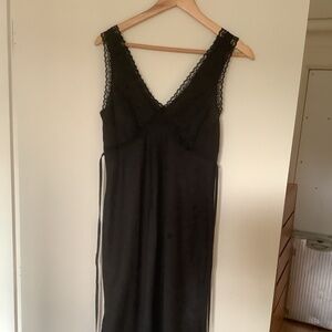 Cou Cou Intimates The Iris Slip Dress Black Cotton